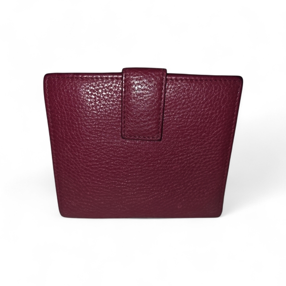 SALVATORE FERRAGAMO Burgundy Leather Ganchini Bifold Compact Wallet - Picture 3 of 16